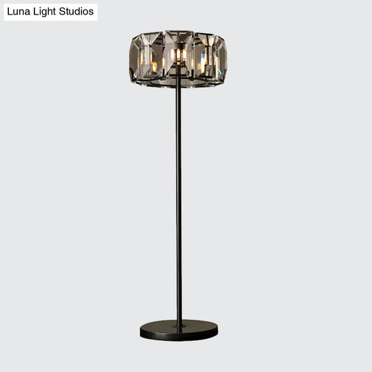 Minimalist Black Led Crystal Floor Lamp For Living Room