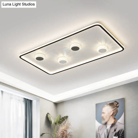 Minimalist Black Led Flush Mount Ceiling Lamp With Acrylic Round/Rectangle/Square Design In