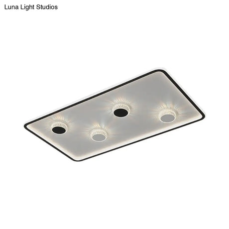 Minimalist Black Led Flush Mount Ceiling Lamp With Acrylic Round/Rectangle/Square Design In