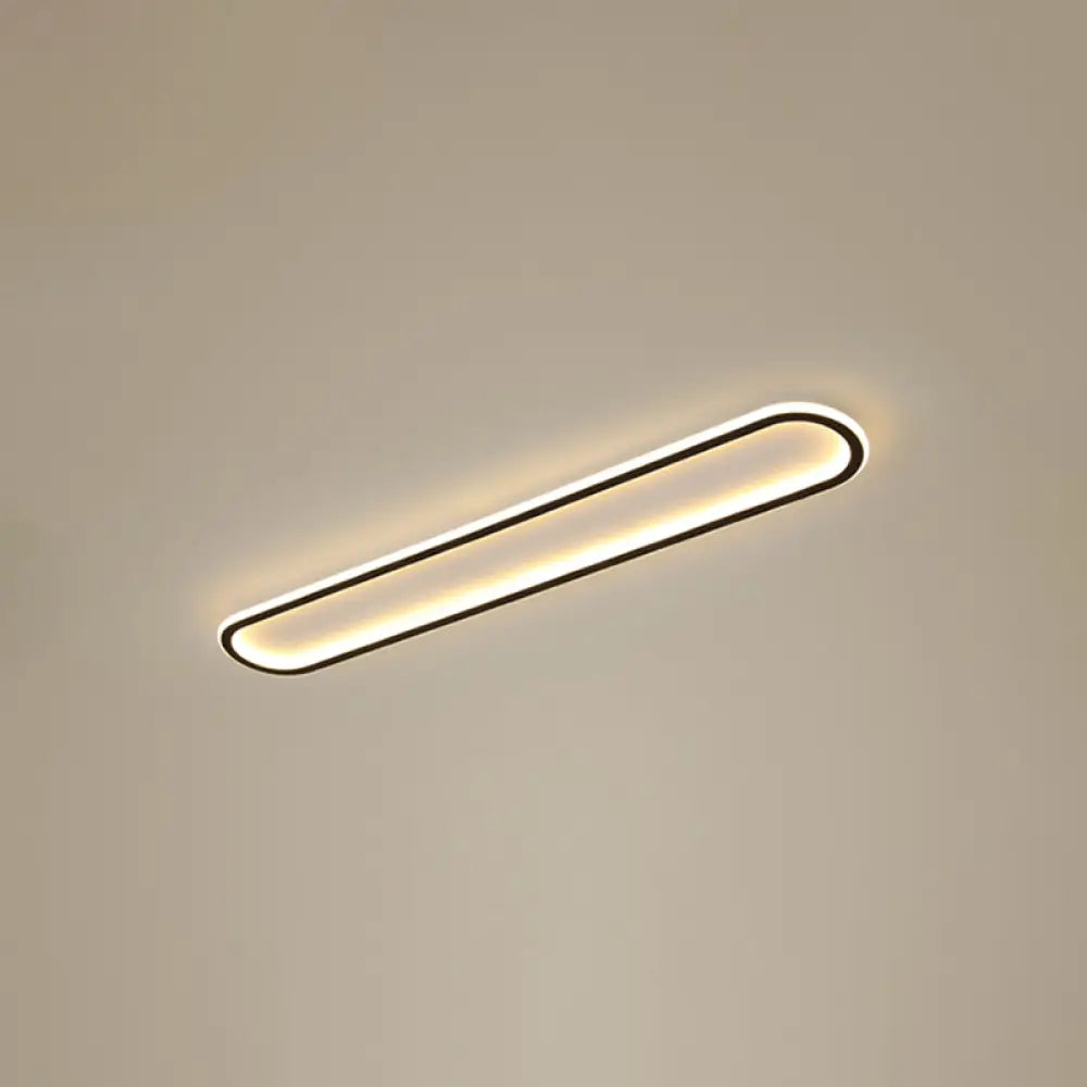 Minimalist Black Led Flush Mount Ceiling Light For Corridor With Acrylic Oblong Shape / 16’