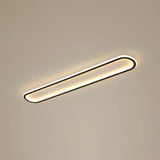 Minimalist Black Led Flush Mount Ceiling Light For Corridor With Acrylic Oblong Shape / 39’