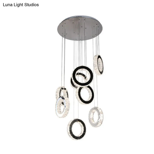 Led Black Crystal Pendant Light With Minimalist Cluster Design - Perfect For Living Room