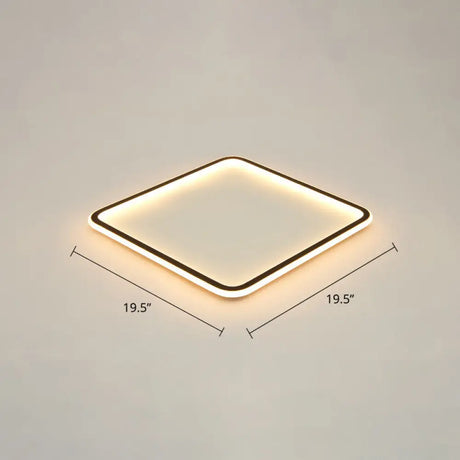 Minimalist Black Metal Flush Mount Ceiling Lamp With Square Ultrathin Led - Perfect For Bedrooms /