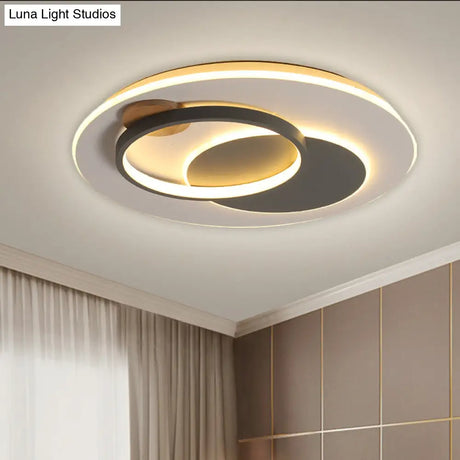 Minimalist Black Multi - Ring Led Ceiling Fixture - 16.5’/20.5’ Diameter Flush Mount Lamp In