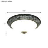Minimalist Black Semi - Globe Led Ceiling Light With Opaline Glass Flush Mount For Bedroom