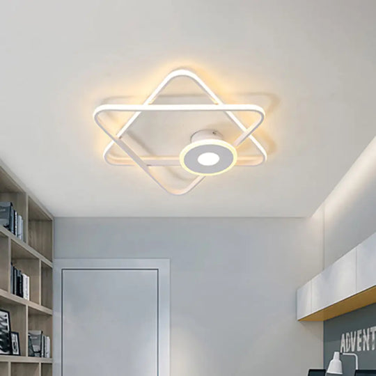 Minimalist Black/White Dual Triangular Frame Led Flush Light Fixture In Warm/White White / Warm