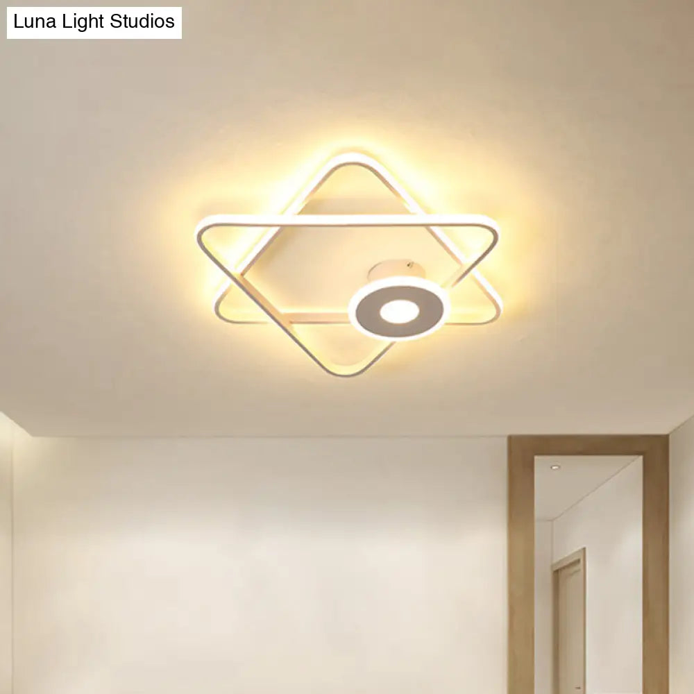 Minimalist Black/White Dual Triangular Frame Led Flush Light Fixture In Warm/White