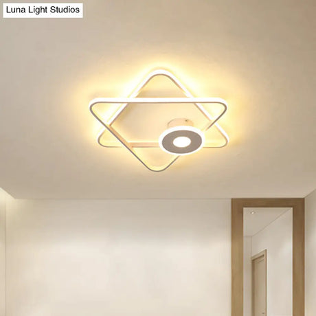 Minimalist Black/White Dual Triangular Frame Led Flush Light Fixture In Warm/White