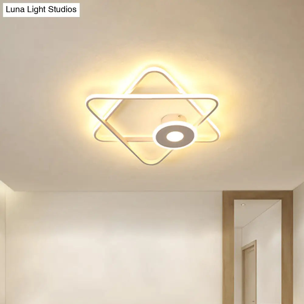 Minimalist Black/White Dual Triangular Frame Led Flush Light Fixture In Warm/White