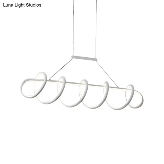 Minimalist Black/White Led Ceiling Light For Dining Room: Twisted Metallic Island Lighting