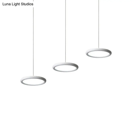 Minimalist Black/White Multi-Light Pendant With 3 Acrylic Disc Lights - Warm/White Light Ideal For
