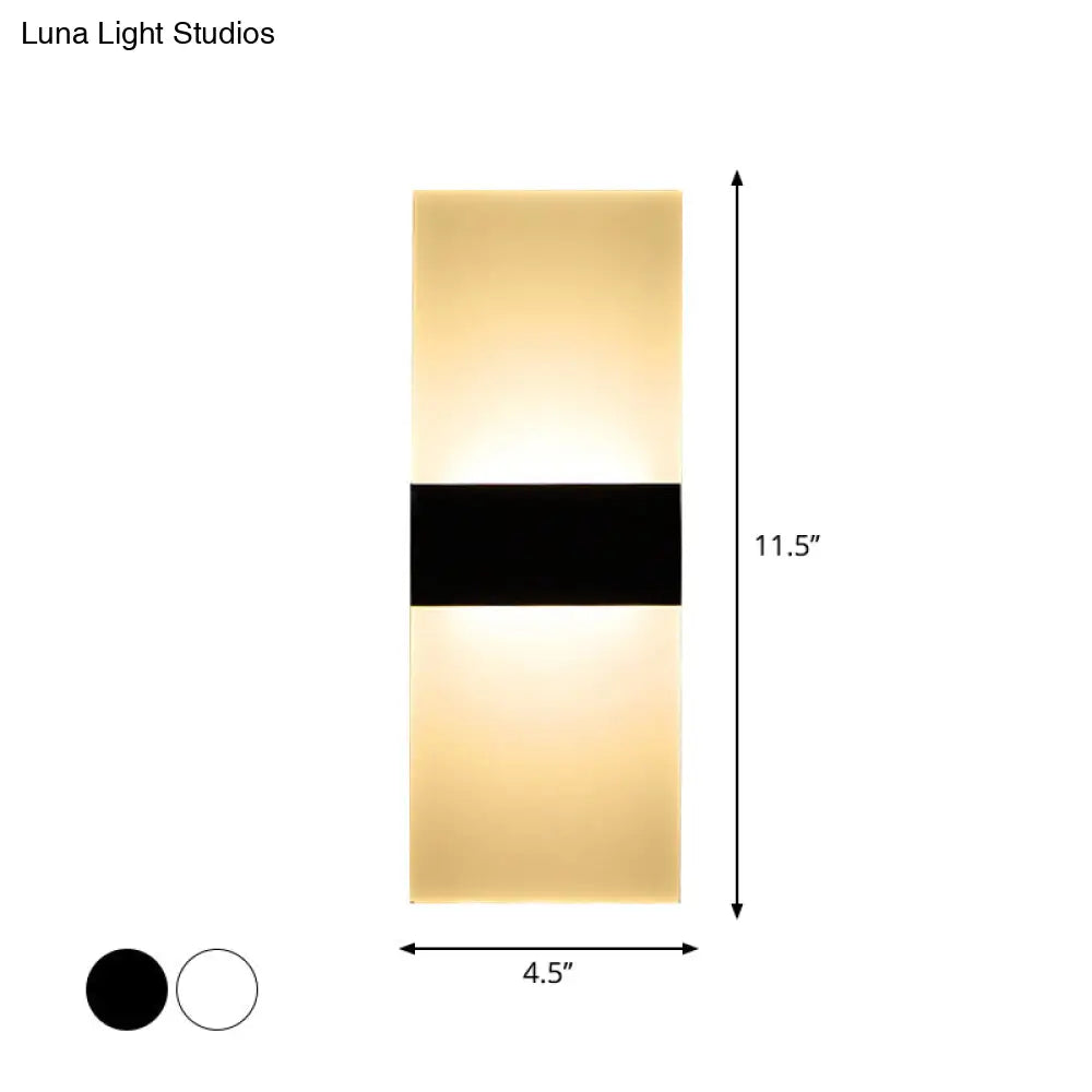 Minimalist Black/White Rectangular Led Sconce Light - Thinnest Wall Mounted Lamp In Warm/White