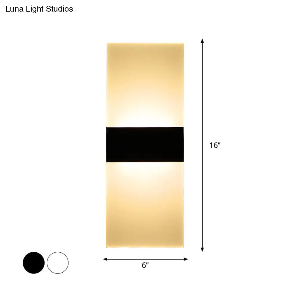 Minimalist Black/White Rectangular Led Sconce Light - Thinnest Wall Mounted Lamp In Warm/White