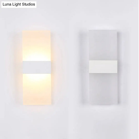 Minimalist Black/White Rectangular Led Sconce Light - Thinnest Wall Mounted Lamp In Warm/White