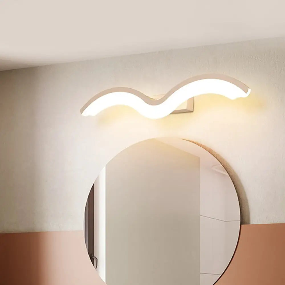 Minimalist Black/White Wavelet Led Wall Sconce With Frosted Diffuser Available In 16 23.5 Or 31.5
