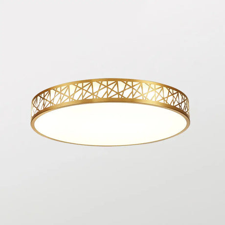 Minimalist Brass Ceiling Light With Geometric Design And Led Flushmount / 16’ Round