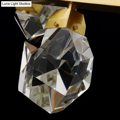 Minimalist Brass Led Gemstone Hanging Light For Dining Room - Crystal Island Lighting