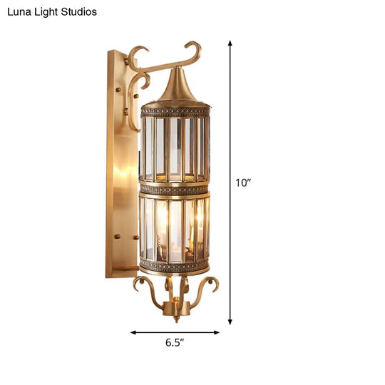 Minimalist Brass Wall Sconce With Clear/Frosted Glass - Perfect For Porch Lighting