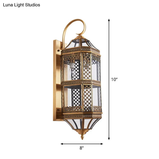 Minimalist Brass Wall Sconce With Clear/Frosted Glass - Perfect For Porch Lighting