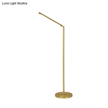 Minimalist Brushed Brass Led Column Floor Lamp - Adjustable Metallic Lighting For Living Room