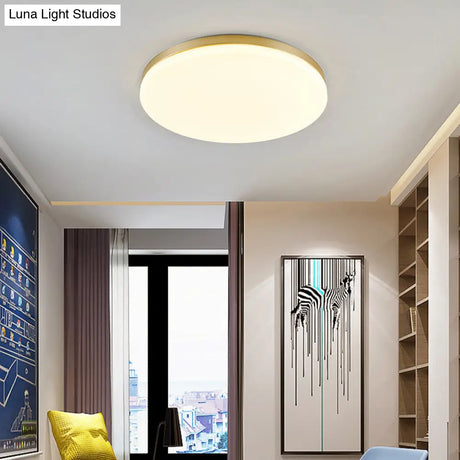 Minimalist Circle Acrylic Led Gold Ceiling Lamp - 15’/19’ Flushmount