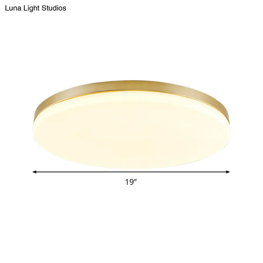 Minimalist Circle Acrylic Led Gold Ceiling Lamp - 15/19 Flushmount