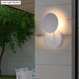 Minimalist Circle Led Wall Sconce Light In Metallic White For Balcony Or Mount