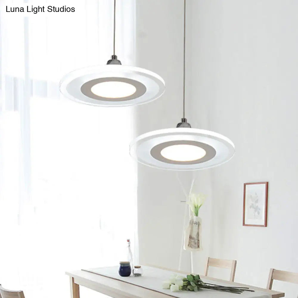 Minimalist Circle Pendant Led Lamp For Dining Room Island - Warm/White Light