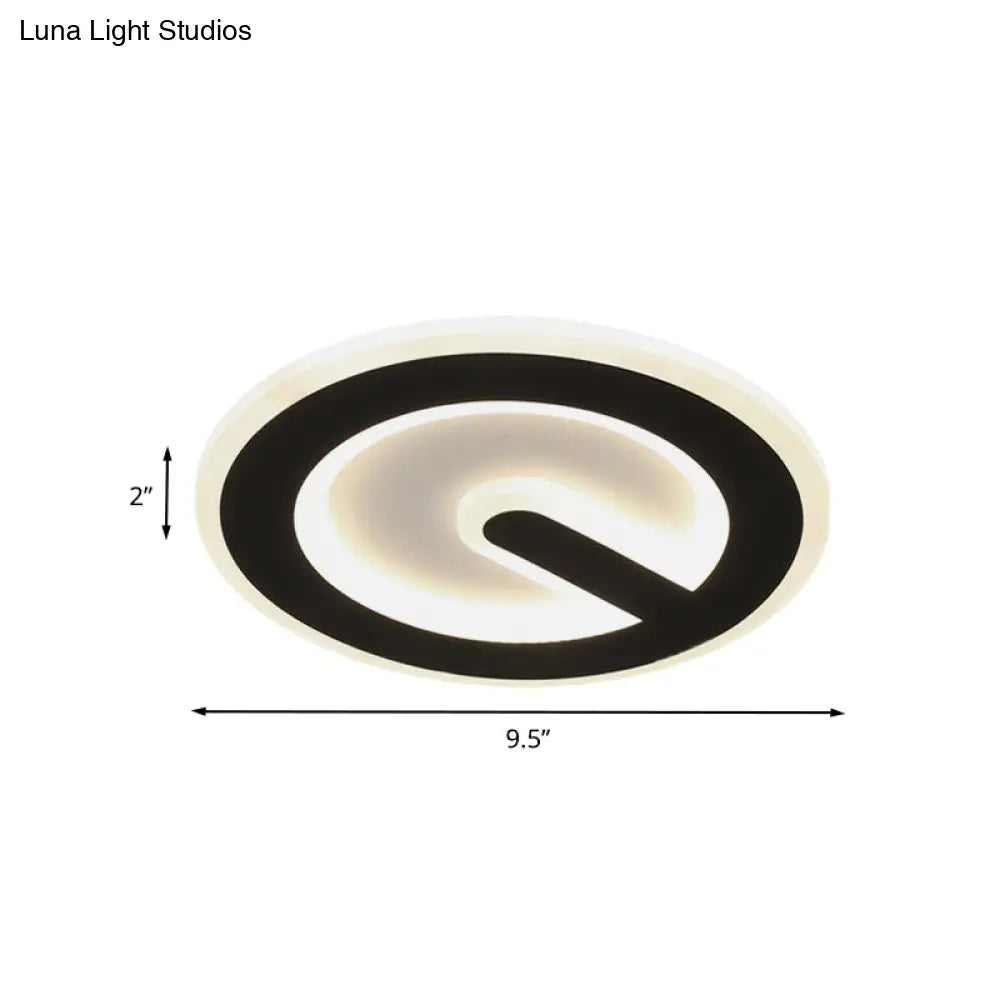 Minimalist Circular Led Ceiling Flush Mount Light In Black With Warm/White Acrylic Lighting -