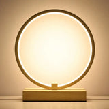 Minimalist Circular Led Night Table Lamp For Bedroom Décor Wood / Natural