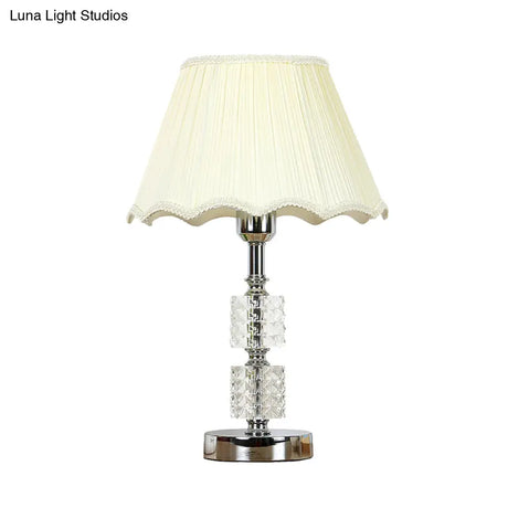 Minimalist Clear Crystal Cylinder Night Light For Living Room White Nightstand Lamp
