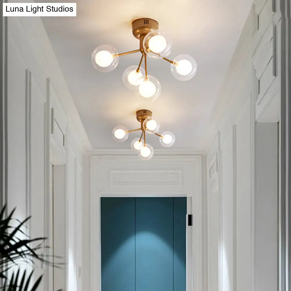Minimalist Clear Glass Led Flush Mount Light For Corridors