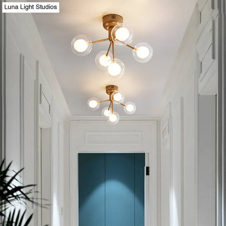 Minimalist Clear Glass Led Flush Mount Light For Corridors