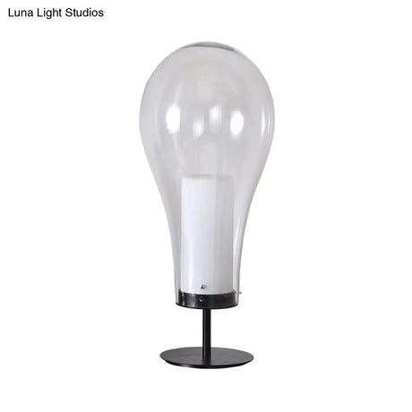 Minimalist Clear Glass Table Lamp - Compact Bulb-Shape Desk Light For Bedroom