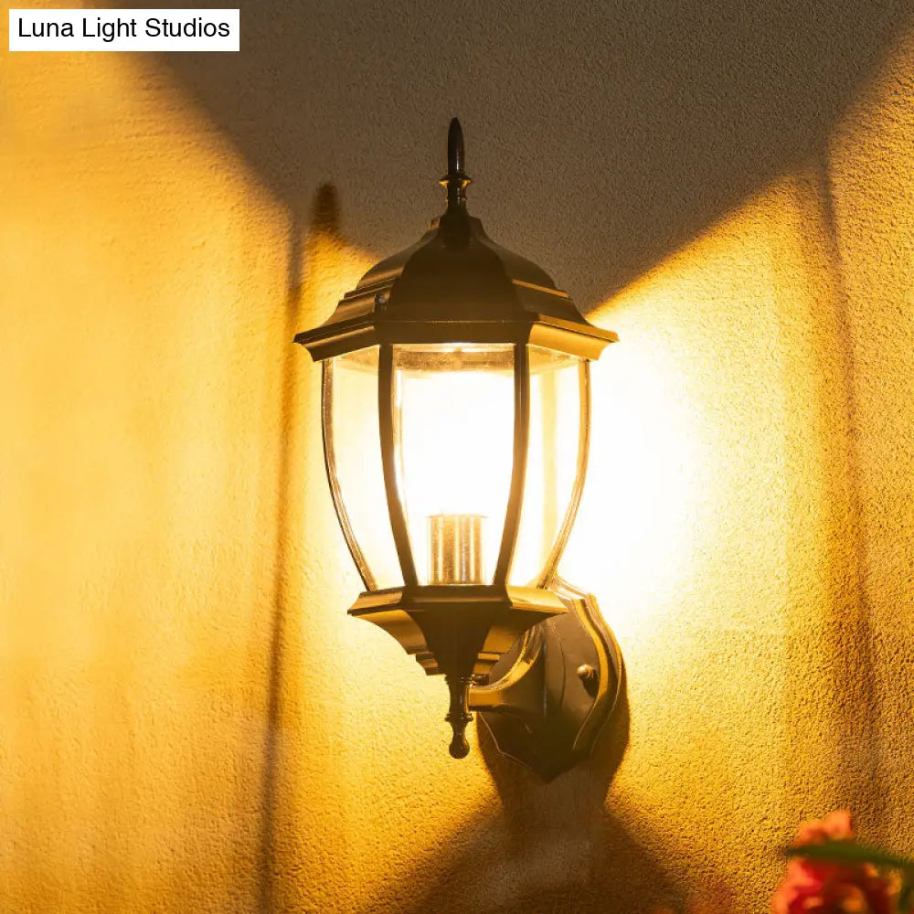 Minimalist Clear Glass Wall Sconce Lamp With Bell Shade - Ideal For Courtyard Lighting