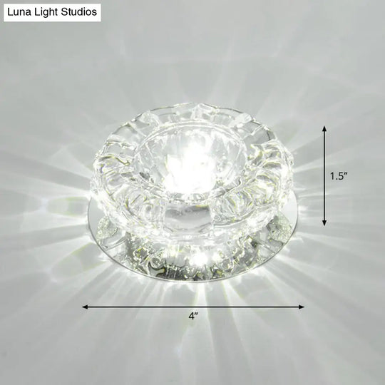 Minimalist Clear Led Flush Mount Fixture For Hallway - Floral Crystal Lighting / White