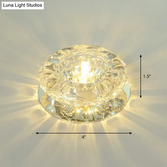 Minimalist Clear Led Flush Mount Fixture For Hallway - Floral Crystal Lighting / Warm