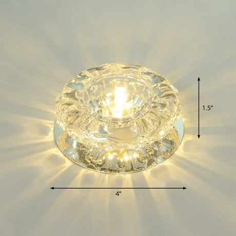 Minimalist Clear Led Flush Mount Fixture For Hallway - Floral Crystal Lighting / Warm