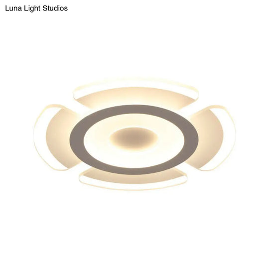 Minimalist Clear Led Flush Mount Fixture For Living Room - Metallic Circular Lighting
