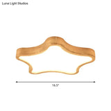 Minimalist Cloud/Star Led Ceiling Light For Children’s Bedroom - Wooden Flush Mount Lamp In Beige
