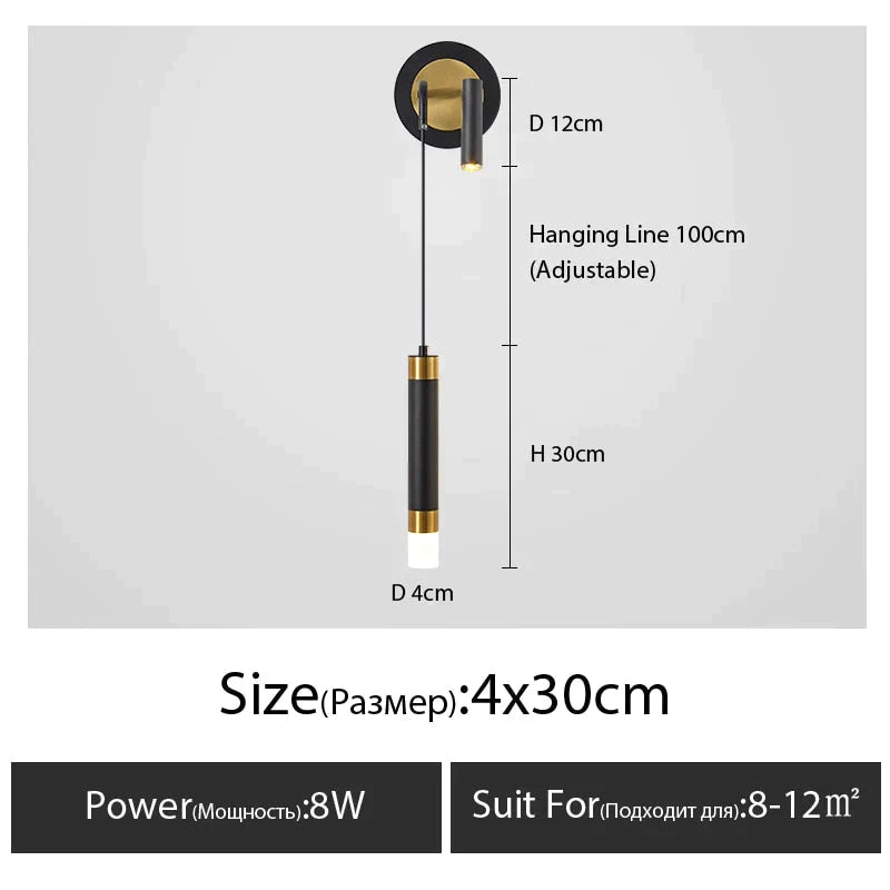 Minimalist Creative Luxury Bedroom Bedside Wall Lamp With Spotlight Wall Lamp