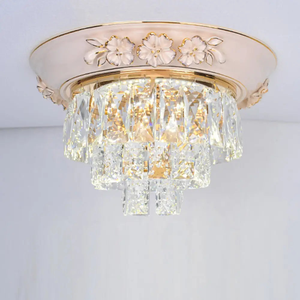 Minimalist Crystal Block Led Ceiling Fixture - Beige/Blue 12’/14’/18’ Wide Beige / 14’