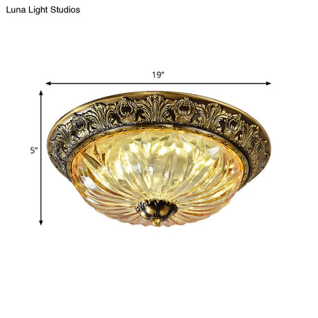 Minimalist Crystal Dome Ceiling Light Fixture - 2/3 Heads Brass Flush Mount Lamp Study Room