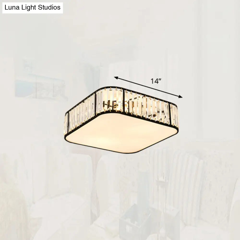 Minimalist Crystal Flush Mount Ceiling Light For Bedroom Black / 14