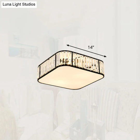 Minimalist Crystal Flush Mount Ceiling Light For Bedroom Black / 14