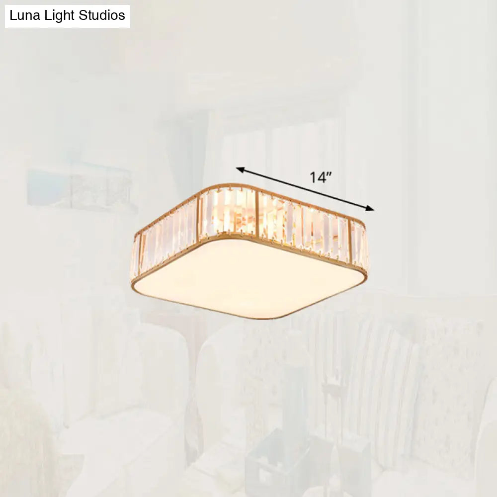 Minimalist Crystal Flush Mount Ceiling Light For Bedroom Gold / 14