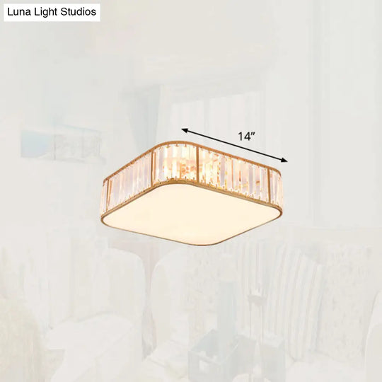 Minimalist Crystal Flush Mount Ceiling Light For Bedroom Gold / 14