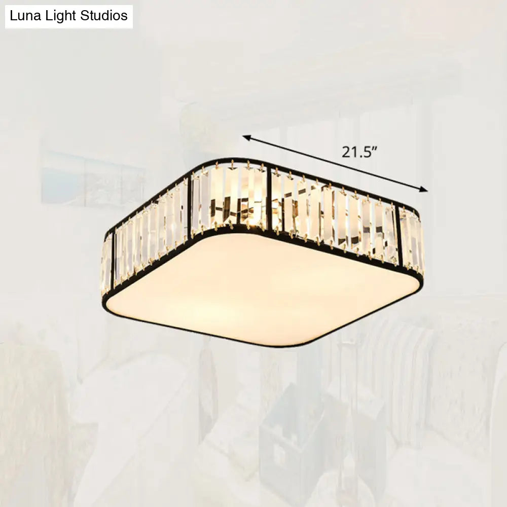 Minimalist Crystal Flush Mount Ceiling Light For Bedroom Black / 21.5