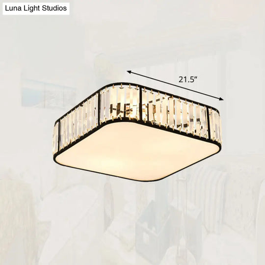 Minimalist Crystal Flush Mount Ceiling Light For Bedroom Black / 21.5