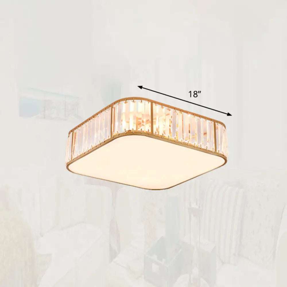 Minimalist Crystal Flush Mount Ceiling Light For Bedroom Gold / 18’
